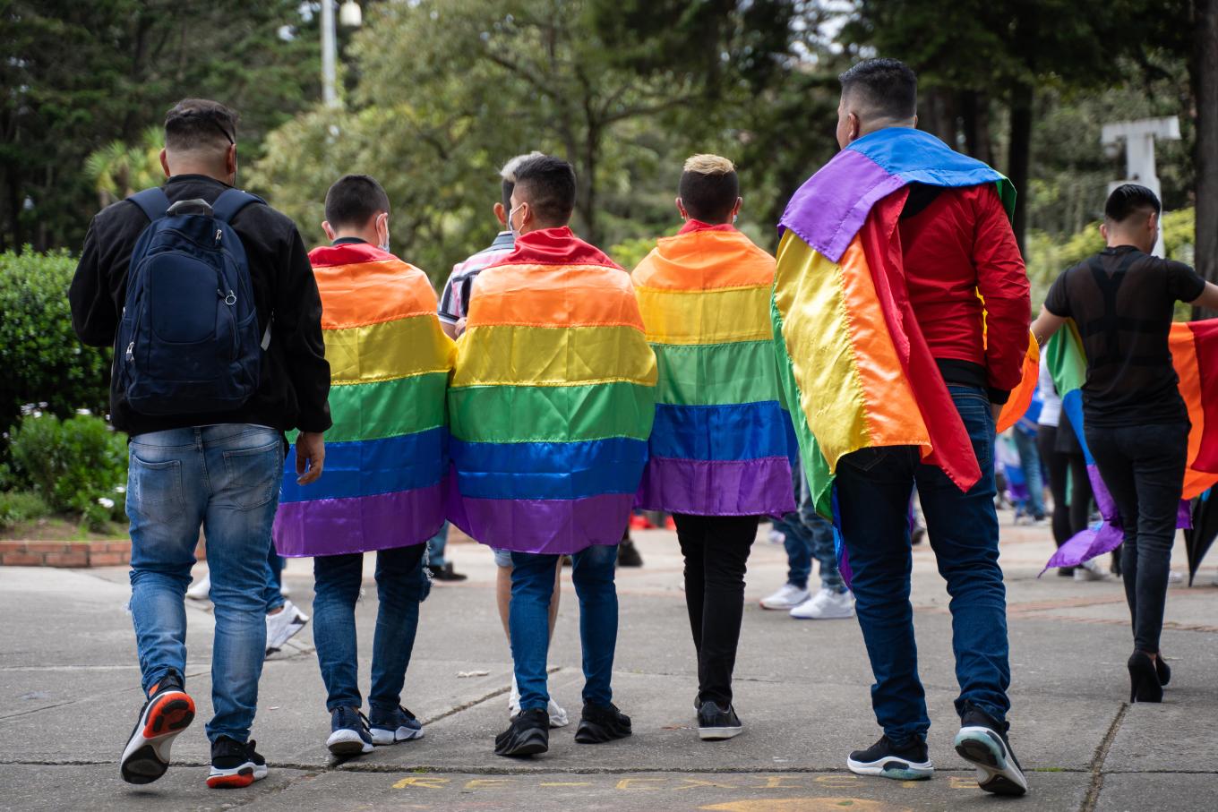 Bogota, Colombia, Sunday, July 4, 2021, gay pride parade in the city center.